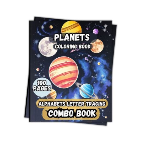 Planets Coloring Book with English Letters Tracing Combo Book 100 Pages