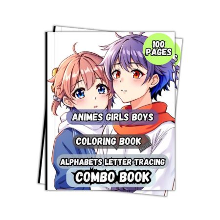 Animes Girls Boys Coloring Book with Letter Tracing for Handwriting Improvement Combo 100 Pages