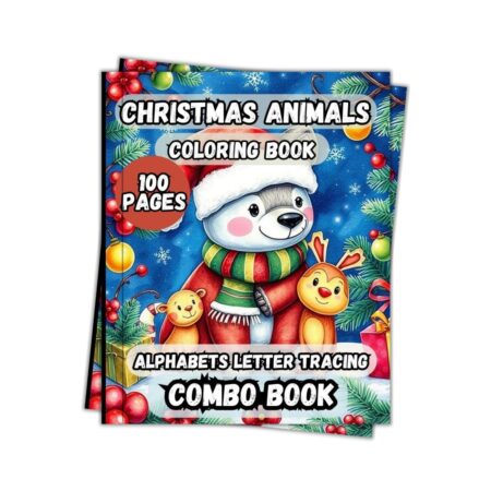 Christmas Animals Coloring and ABC  Letters Tracing Book Combo 100 Pages