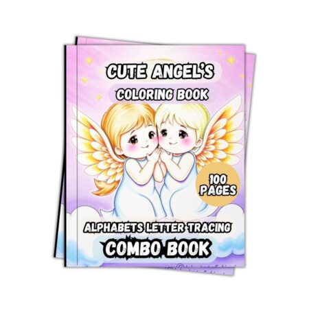 Cute Angels Coloring Book and ABC Letter Tracing Combo Book for Kids - 100 Pages