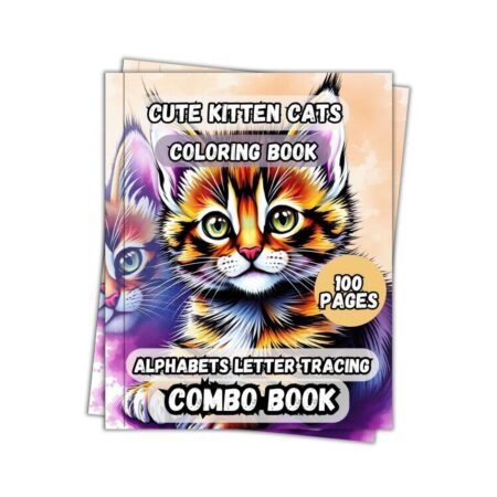 Cute Kitten Cats Coloring and ABC English Letters Tracing Combo Book 100 Pages