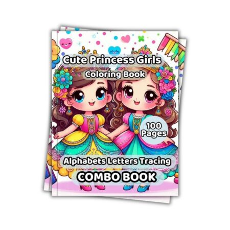 Cute Princess Girls Coloring Book and ABC Letter Tracing Practice for Kids 100 Pages