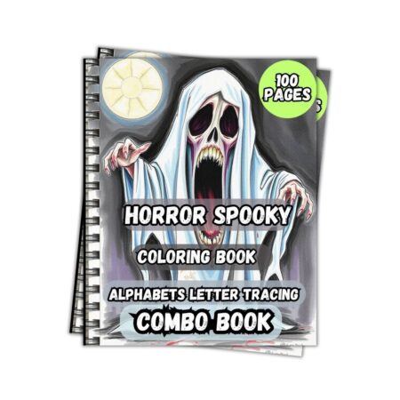 Horror Spooky Ghost Coloring and ABC Letters Tracing Book Combo 100 Pages