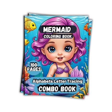 Mermaid SEA Creature Coloring and ABC English Letters Tracing Combo Book 100 Pages