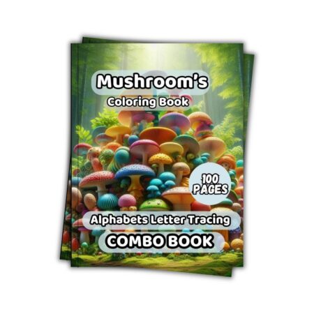 Mushroom Coloring Book with ABC Letters Tracing Book Combo 100 Pages