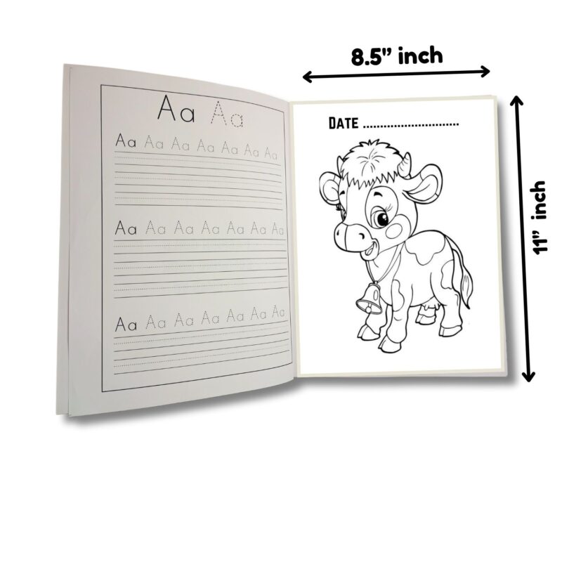 Pet Farm Animals Coloring and Alphabets Letters Tracing Combo Book 100 Pages - Image 3