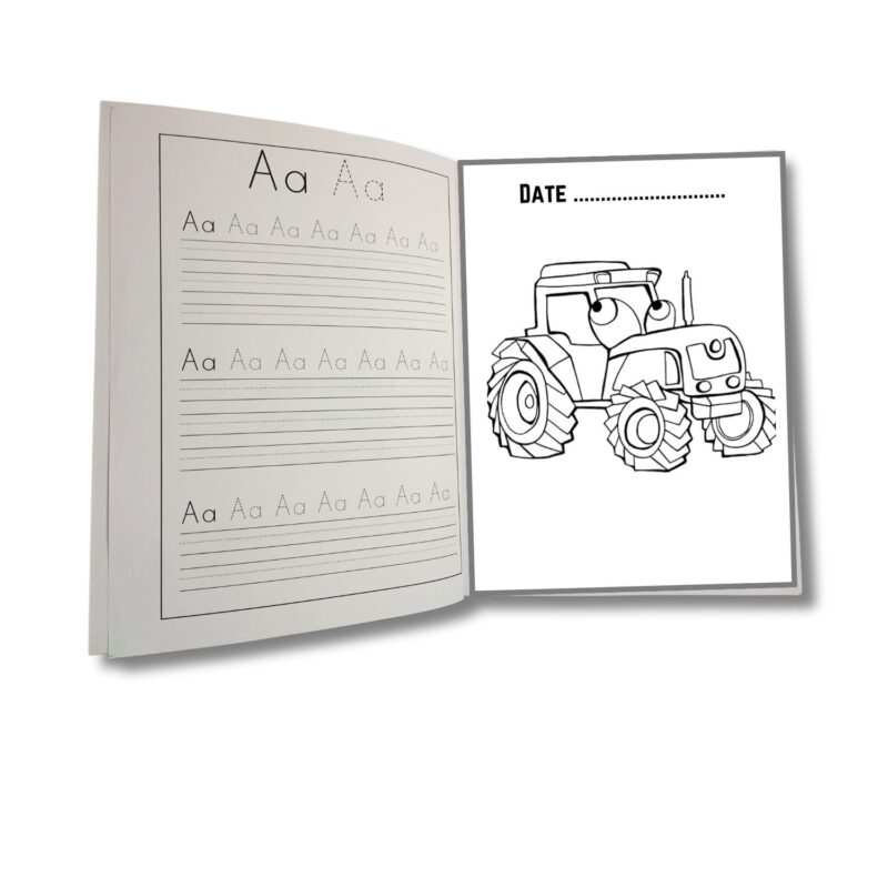 Transport Vehicles Coloring Book with Letters Standard Cursive Tracing Book Combo 100 Pages - Image 3